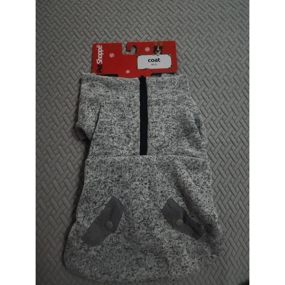 Pet Shoppe dog puppy winter coat size MEDIUM LARGE gray and black 20-35lbsok